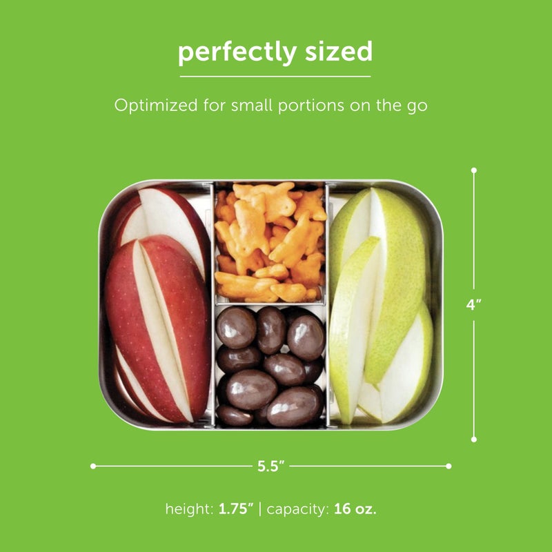 LunchBots Small Protein Packer Bento Box - Extra Small Divided Stainless Steel Snack Container - 4 Sections for 1-2oz of Nuts, Meat, Cheese, Finger Foods - Dishwasher Safe - Stainless Lid - Image 4