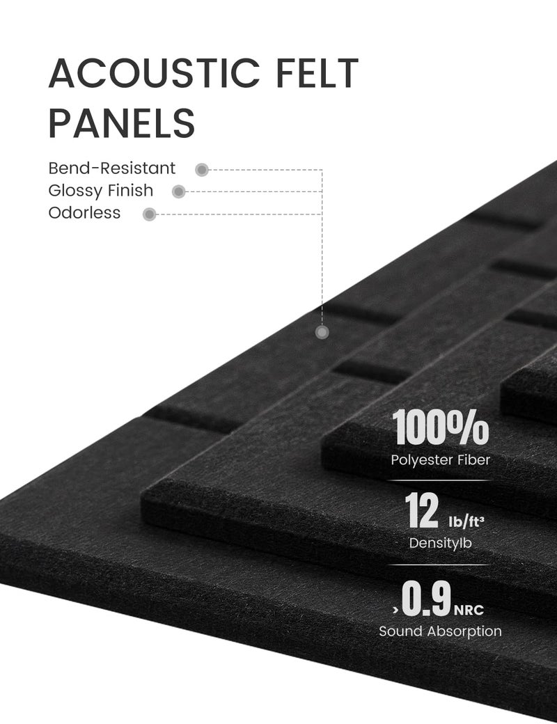 Fluxynara Felt Bulletin Board Tiles Large 36" x 24" Cork Board Alternative-6 Pack with 40 Adhesive Tabs, Thick Slat Wall Panels for Office Decor, Push Pin Board Wall Organizer Alternative - Black - Image 4