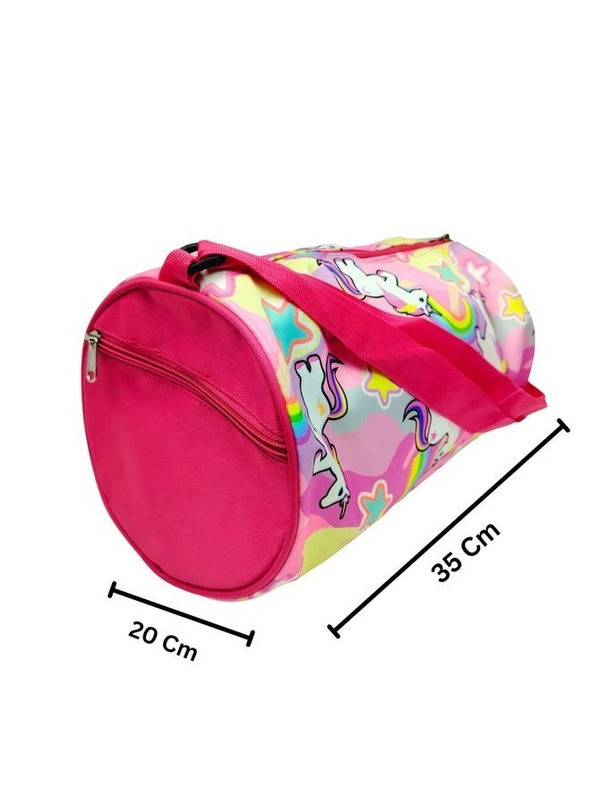 ANNACREATIONS Synthetic Fancy Cute Unicorn Duffle Bag Travel Gym Sports Gymnastics Dance Classes For Girls Pack Of 1 Pc (Style-2), 20 CM Pink - Image 5