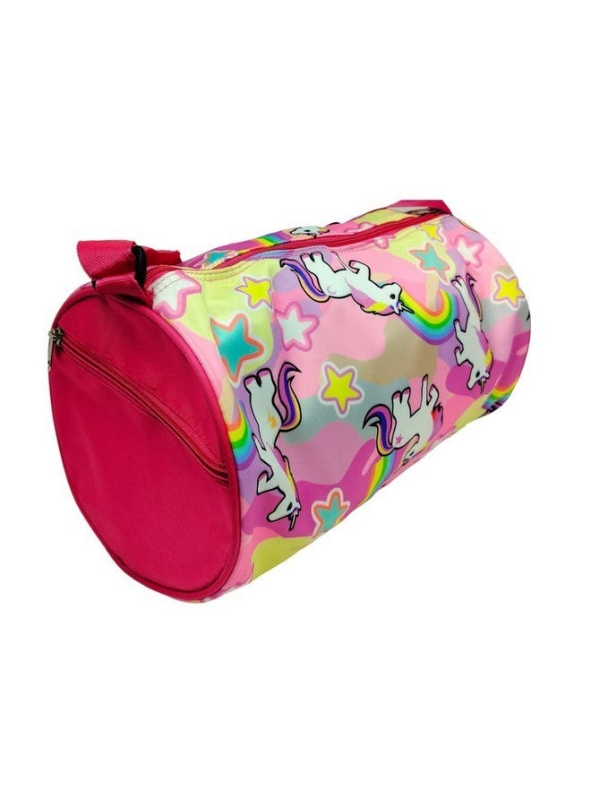 ANNACREATIONS Synthetic Fancy Cute Unicorn Duffle Bag Travel Gym Sports Gymnastics Dance Classes For Girls Pack Of 1 Pc (Style-2), 20 CM Pink - Image 2