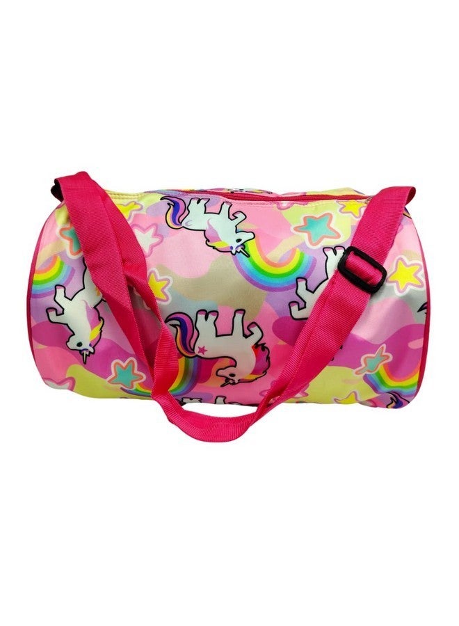 ANNACREATIONS Synthetic Fancy Cute Unicorn Duffle Bag Travel Gym Sports Gymnastics Dance Classes For Girls Pack Of 1 Pc (Style-2), 20 CM Pink - Image 1