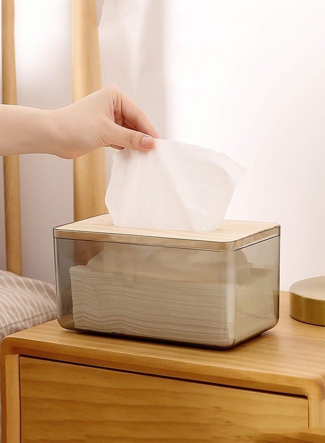 حامل مناديل مناديل، صندوق توزيع، حمام، حاوية تخزين ورقية للمطاعم، علبة لغرفة المطبخ والحمام وأسطح المكتب (صندوق خشبي مستطيل) - Image 2