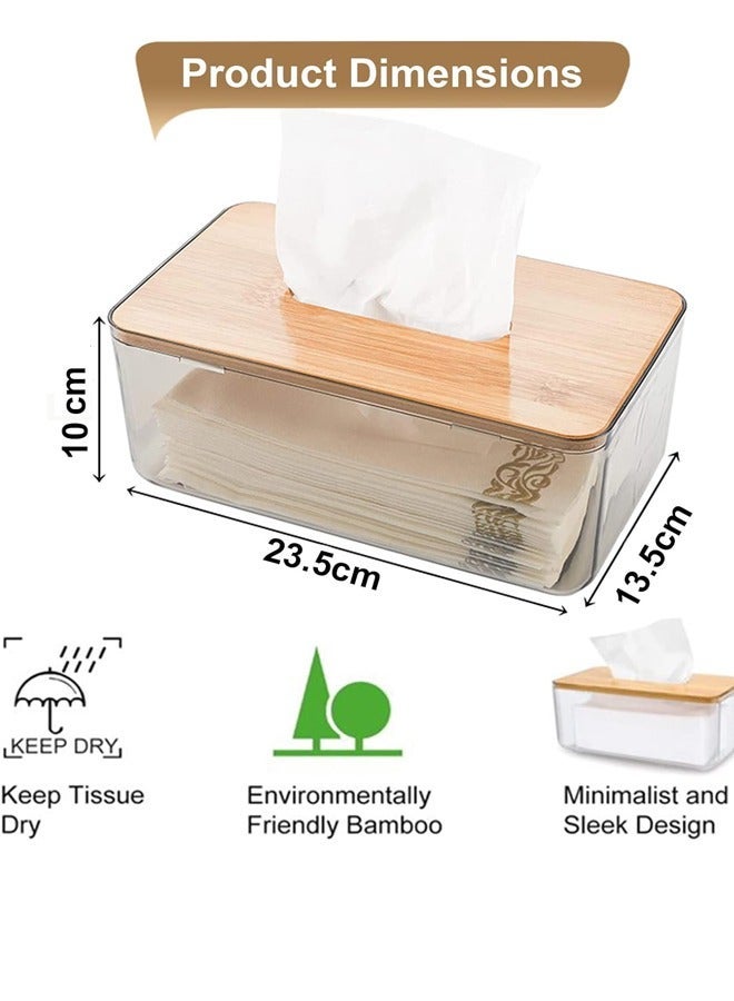 حامل مناديل مناديل، صندوق توزيع، حمام، حاوية تخزين ورقية للمطاعم، علبة لغرفة المطبخ والحمام وأسطح المكتب (صندوق خشبي مستطيل) - Image 3