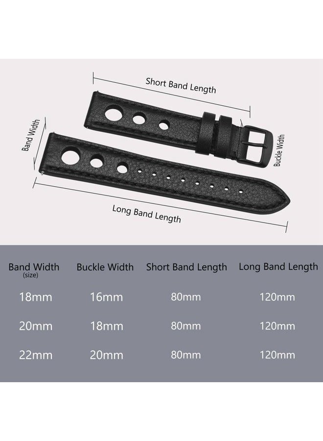 BISONSTRAP Rally Watch Bands, Shrunken Leather Watch Straps for Men, 20mm, Black with Black Buckle - Image 5