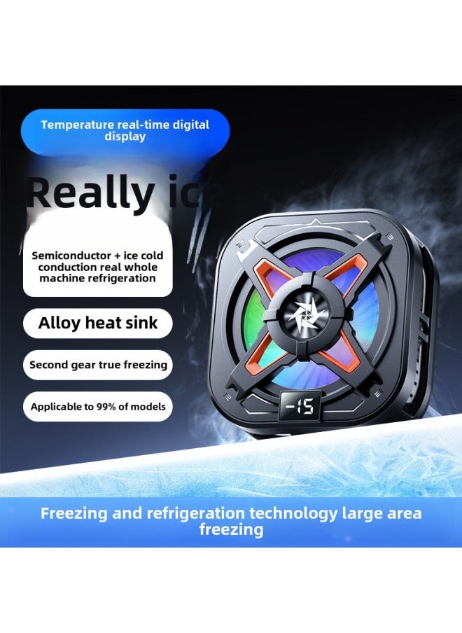 Generic - 2025 SL54 Mobile Phone Radiator Magnetic Semiconductor Refrigeration Digital Display Icing Cooling Artifact Back Clip Two-Color:Sl-54 Ice Digital Display Model--black [excluding Clip] - Image 1