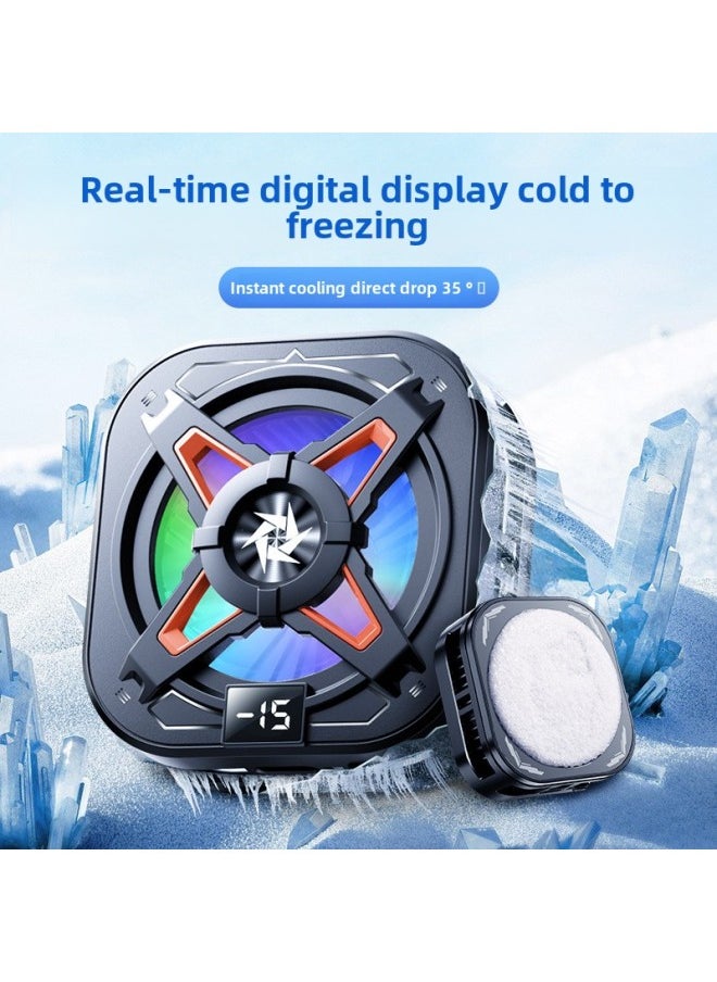 Generic - 2025 SL54 Mobile Phone Radiator Magnetic Semiconductor Refrigeration Digital Display Icing Cooling Artifact Back Clip Two-Color:Sl-54 Ice Digital Display Model--black [excluding Clip] - Image 1