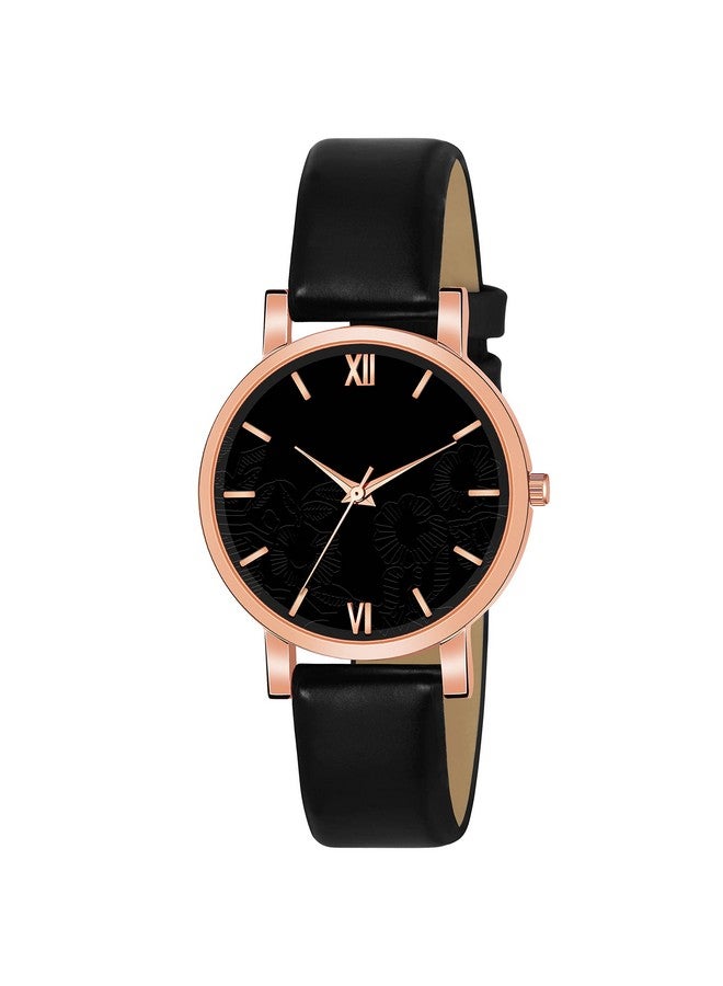 The Shopoholic Leather Analog Black Dial Watch For Womens And Girls - Image 1