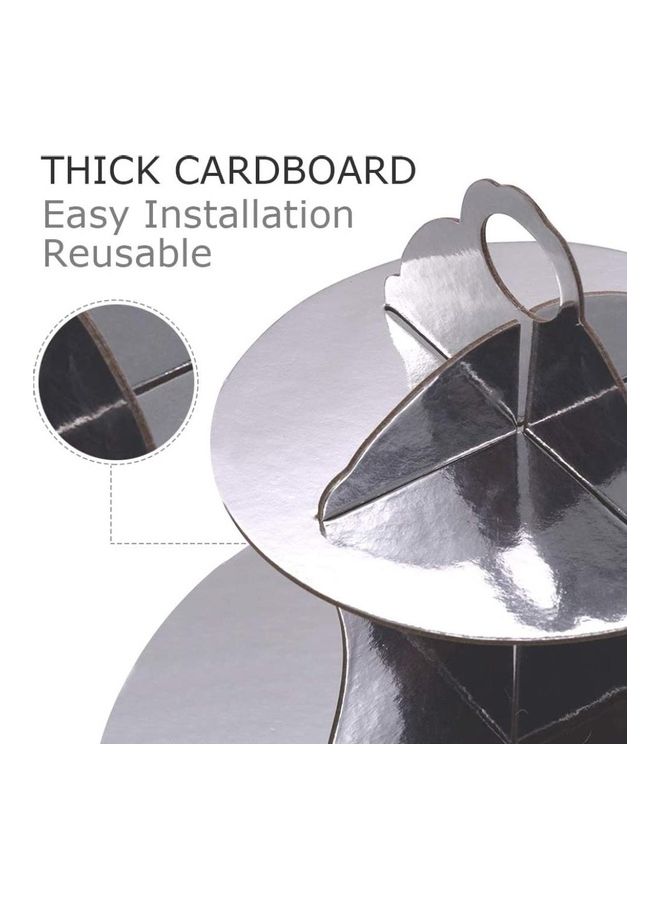 NIBEMINENT 1 Piece 3 Tier Cake Display Stand And Fruit Plate Silver - Image 4