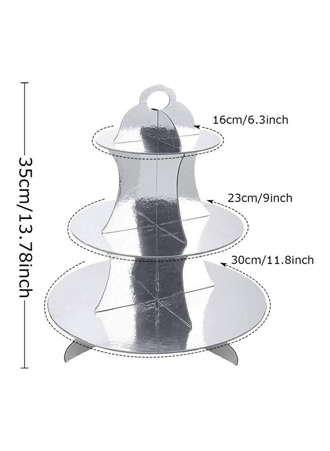 NIBEMINENT 1 Piece 3 Tier Cake Display Stand And Fruit Plate Silver - Image 3