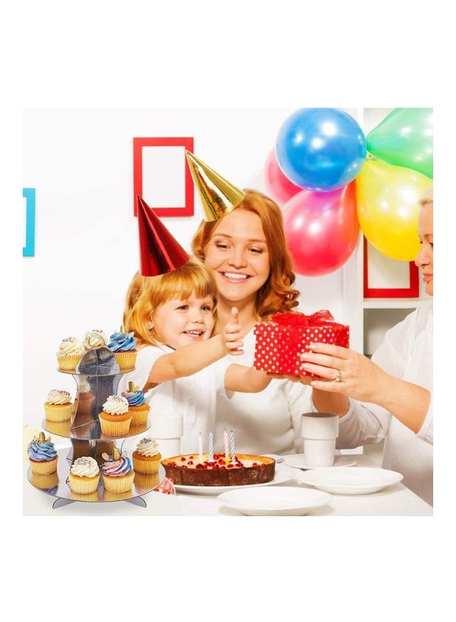 NIBEMINENT 1 Piece 3 Tier Cake Display Stand And Fruit Plate Silver - Image 2