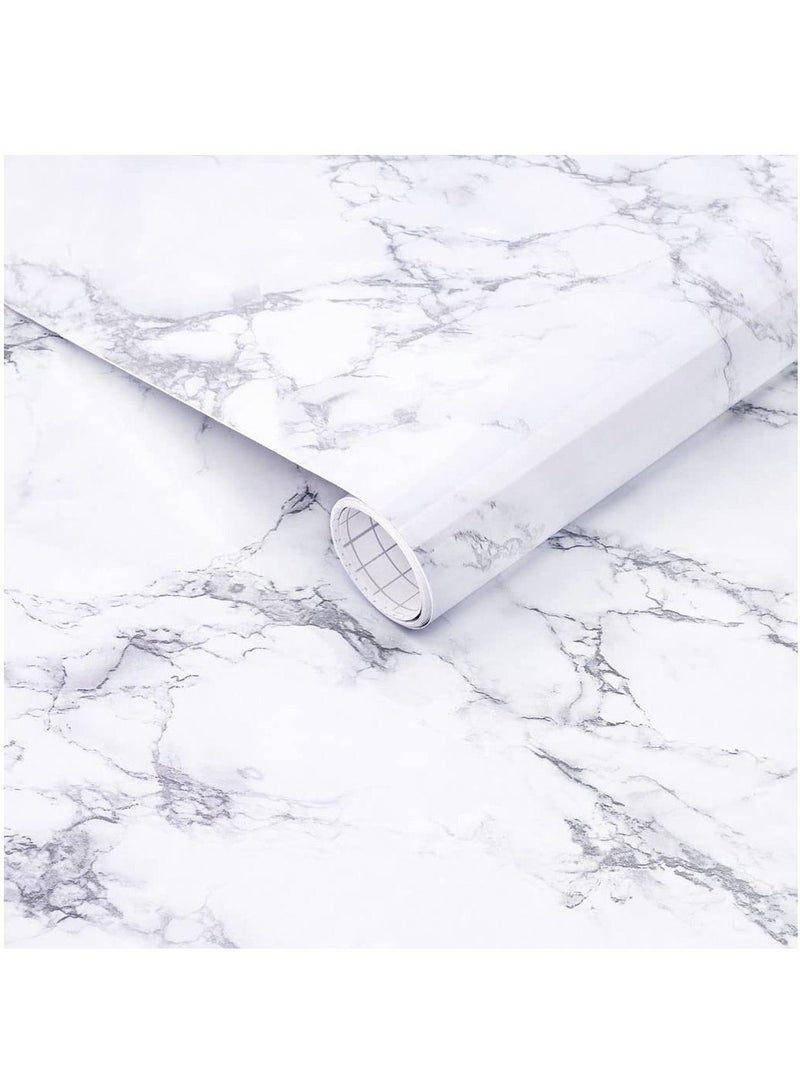 Marble Contact Paper Self Adhesive Wallpaper Waterproof Gloss PVC Vinyl Oil Proof Marble Vinyl Paper for Furniture Cover Surface Countertop Kitchen Shelf Liner (61x300cm) - Image 1