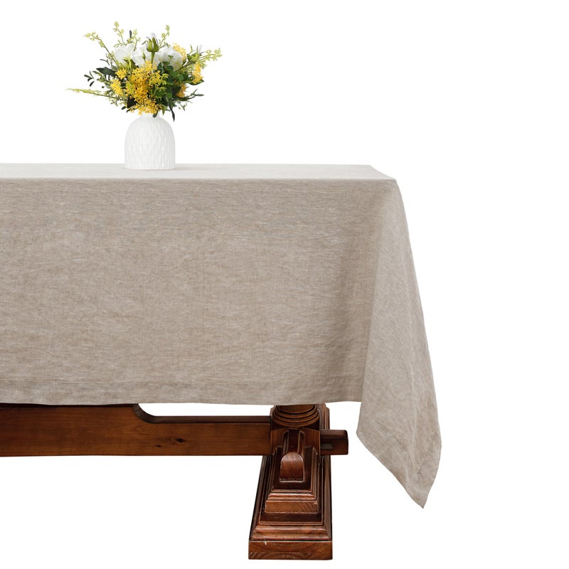 L Linen World Linen World Linen Tablecloth 100 French Linen Natural Tablecloth 90 x 90 Inch Washable Square Tablecloth for Dining Outdoor Weddings and Restaurants Decorative Valentine Easter 
