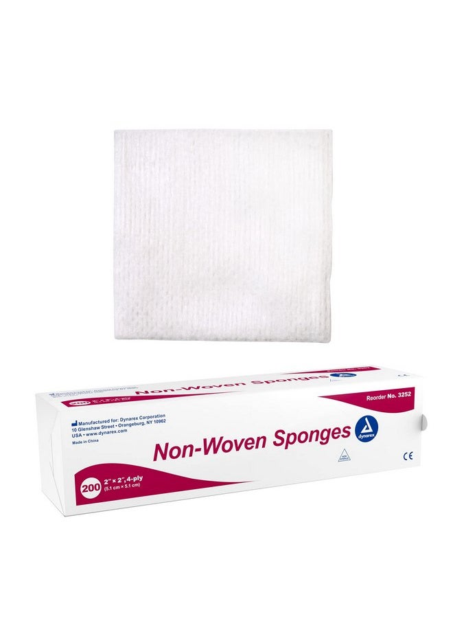 Dynarex Dynarex Non-Woven Sponges, Non-Sterile Gauze, 2x2 and 4 Ply, Perfect for Facial Needs, Skin Treatment, & Wound Care, Made from Highly Absorbent Materials, 1 Sleeve of 200  - Image 1