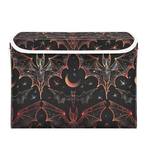 senya Halloween Baskets Collapsible Storage Bins with Lids Goth Bat Star Storage Boxes Clothes Baskets for Organizing B06D22020 - Image 3