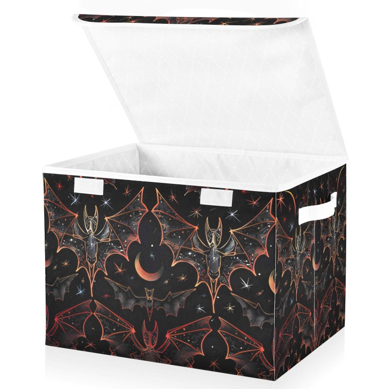 senya Halloween Baskets Collapsible Storage Bins with Lids Goth Bat Star Storage Boxes Clothes Baskets for Organizing B06D22020 - Image 2