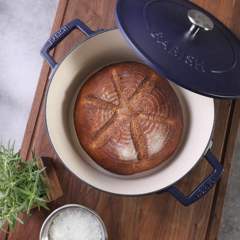 Babish 6-Quart Round Enameled Cast Iron Dutch Oven with Lid â€“ Blue, Heavy-Duty Dutch Oven for Slow Cooking, Braising & Baking - Image 4