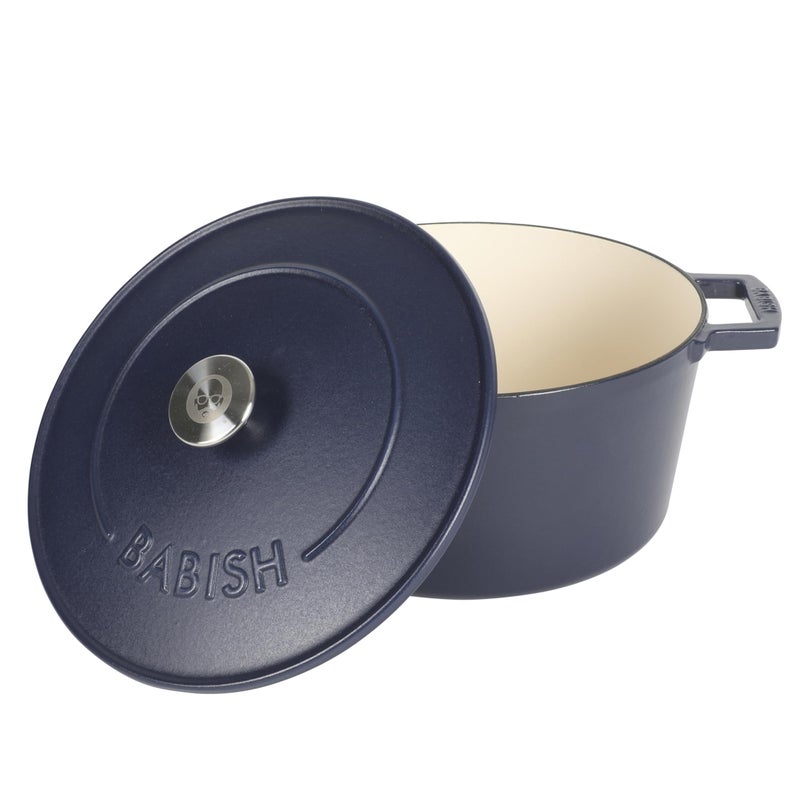 Babish 6-Quart Round Enameled Cast Iron Dutch Oven with Lid â€“ Blue, Heavy-Duty Dutch Oven for Slow Cooking, Braising & Baking - Image 1
