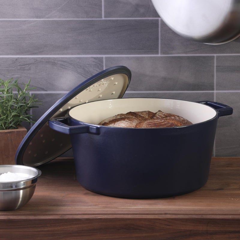 Babish 6-Quart Round Enameled Cast Iron Dutch Oven with Lid â€“ Blue, Heavy-Duty Dutch Oven for Slow Cooking, Braising & Baking - Image 3