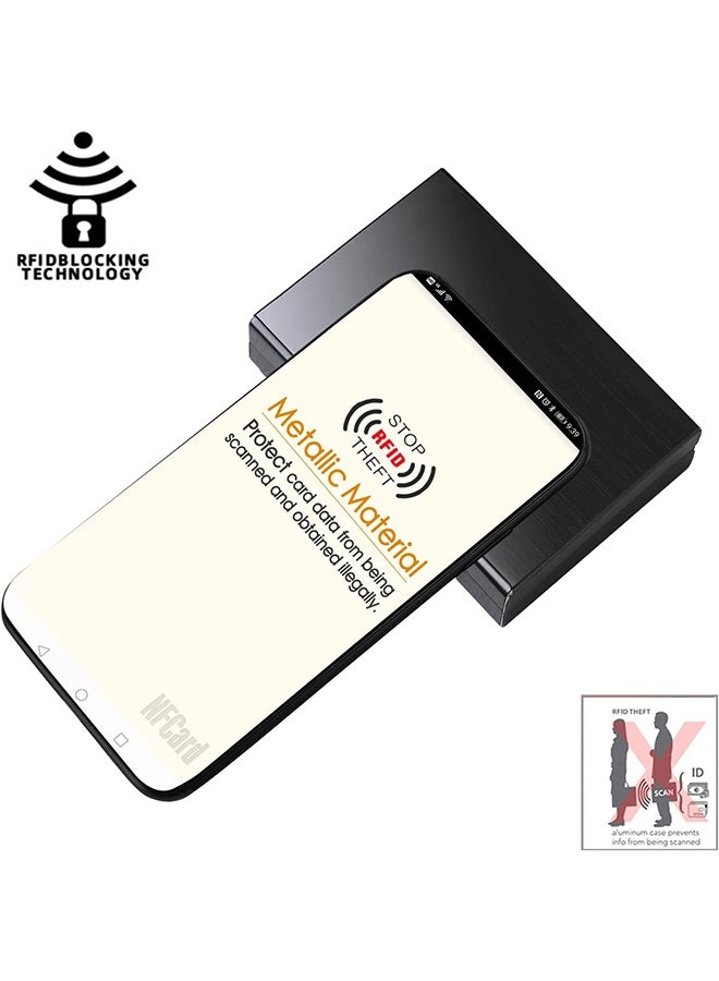 حامل بطاقة الائتمان RFID ضئيلة محفظة بطاقة الائتمان المعدنية بطاقة الائتمان حامي الحالة مع 10 فتحات بطاقة محمولة حالة بطاقة منظم بطاقة عمل للنساء أو الرجال (أسود) - Image 4