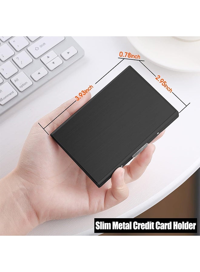 حامل بطاقة الائتمان RFID ضئيلة محفظة بطاقة الائتمان المعدنية بطاقة الائتمان حامي الحالة مع 10 فتحات بطاقة محمولة حالة بطاقة منظم بطاقة عمل للنساء أو الرجال (أسود) - Image 5