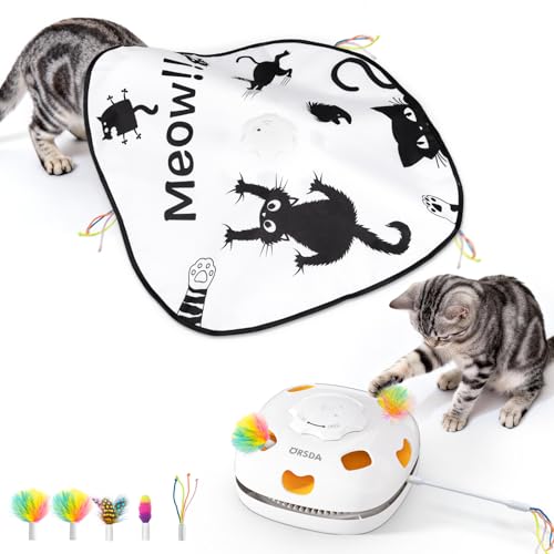 ORSDA Cat Toys for Indoor Cats 4 in 1 Interactive Automatic Kitten Adult Cat Toy Whack a Mole Hide and Seek Moving Magic Wand Chase Teaser Rechargeable TouchTimer Motion Night DND Mode - Image 1