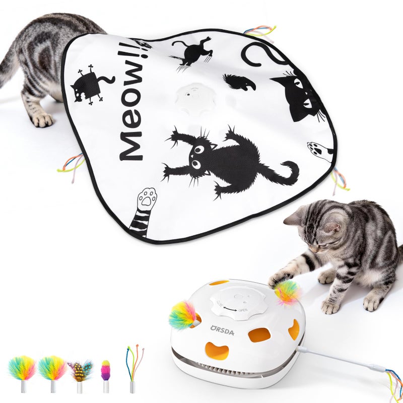 ORSDA Cat Toys for Indoor Cats 4 in 1 Interactive Automatic Kitten Adult Cat Toy Whack a Mole Hide and Seek Moving Magic Wand Chase Teaser Rechargeable TouchTimer Motion Night DND Mode - Image 2