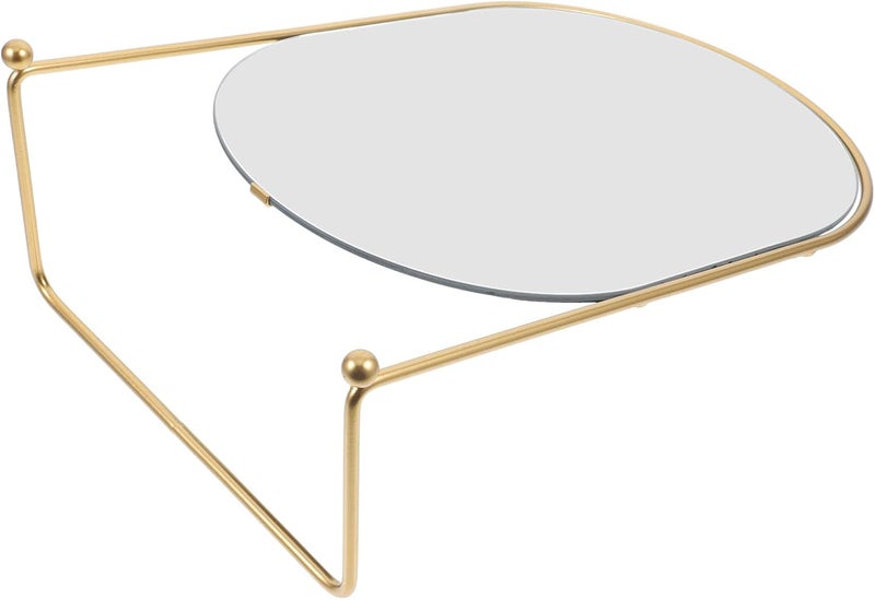 Golden Oval 13-inch Vanity Mirror for Bedroom Desk with Metal Stand, High-Definition Personal Makeup Mirror for Daily Use and Dressing Table - Image 1