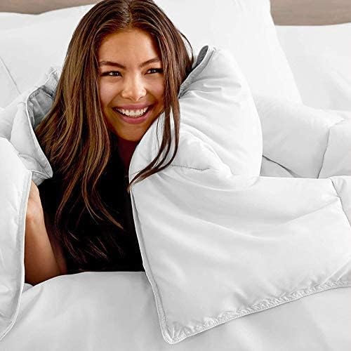 Blizz Mont Luxurious Ultra Soft Microfibre All Weather 220 GSM Reversible Single Bed Comforter/Blanket/Quilt (White) | Fabrics: White Strip | Size: 60 x 90 Inches - Image 5
