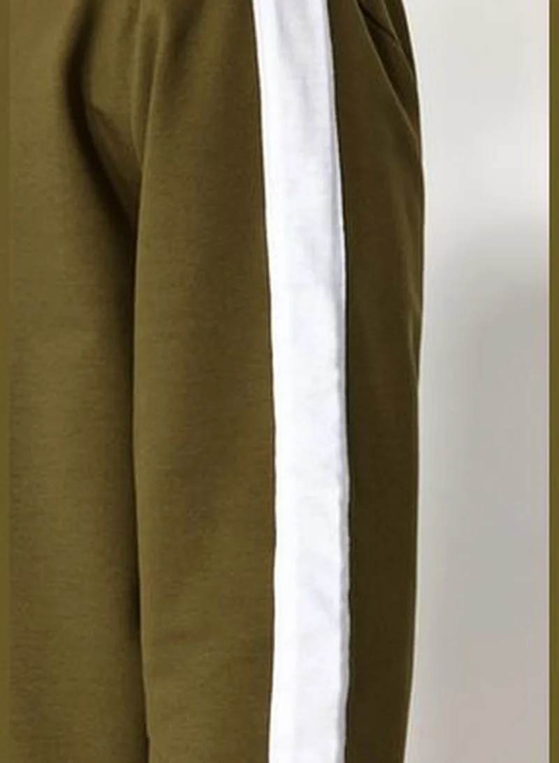 trendyol Men's Dark Green Striped Knitted Pajamas Set THMAW21PT0828