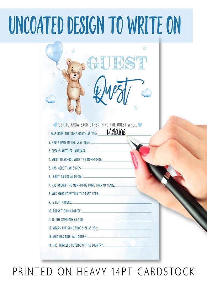 يور ماين إيفينت برينتس ألعاب حفل استقبال مولود ذكر من Your Main Event Prints، تتضمن: لعبة "Can Bearly Wait Blue Sky Bingo"، لعبة "Find The Guest"، لعبة "The Price is Right"، لعبة "Who Knows Mommy Best"، 25 لعبة من كل نوع. - Image 5
