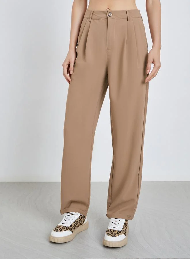 تايك تو Take Two Plain Mid Rise Pocket Detail Pants