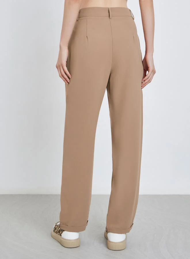 Styli Styli Plain Mid Rise Pocket Detail Pants