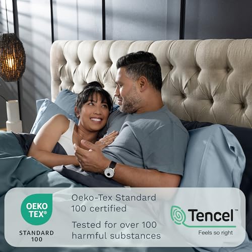 Olive + Crate Tencel Lyocell Eucalyptus California King Sheets - Cooling Tencel Sheets for Hot Sleepers with 18 Inch Deep Pocket Fit - Charcoal 4-Piece Set - Image 3