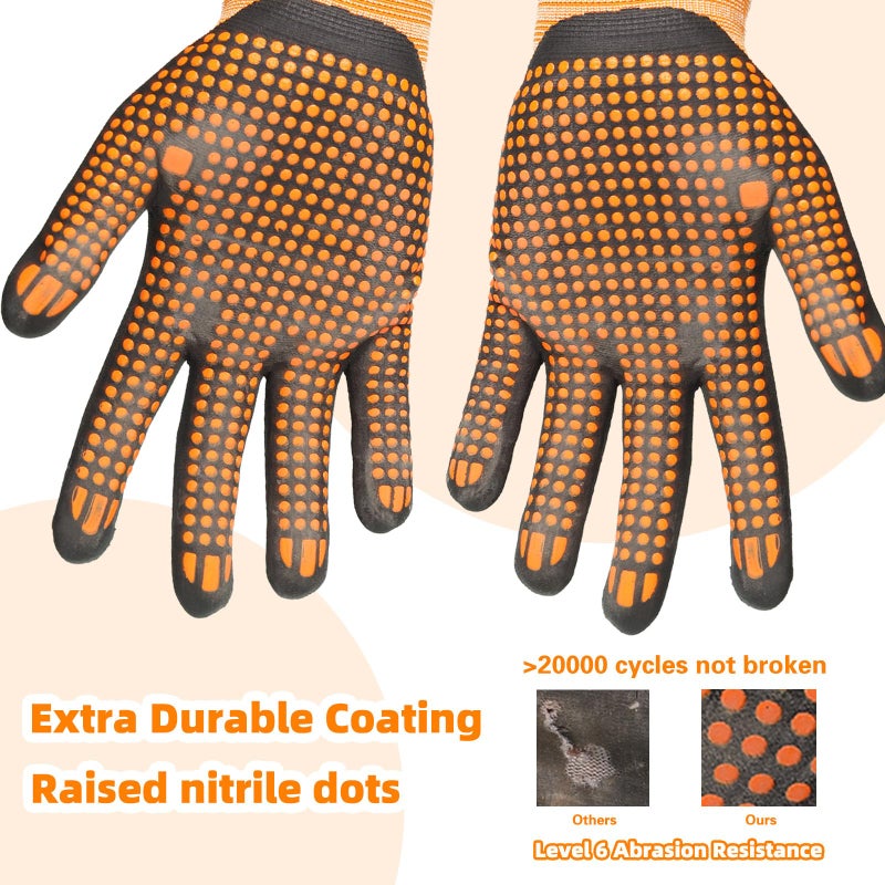 Schwer 3/6/12 Pairs Safety Work Gloves MicroFoam Nitrile Coated, Certified Level 6 Abrasion Resistant Gardening Gloves with MicroDot Grip, Touchscreen, General A1 Cut Resistant Glove, LT5619, L - Image 3