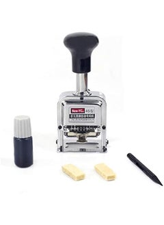 Self Inking Number Stamp 7 Digits Automatic Numbering Machine Metal Number Stamps Kit Home Office School Desktop Stationery for Numbering Consecutive, Duplicate with Digit Pen and Ink Pad