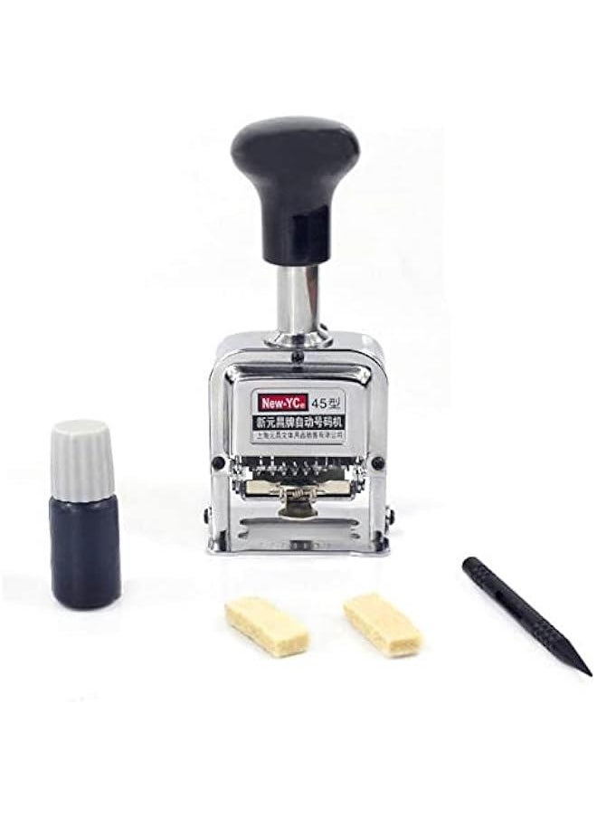 Generic - Self Inking Number Stamp 7 Digits Automatic Numbering Machine Metal Number Stamps Kit Home Office School Desktop Stationery for Numbering Consecutive, Duplicate with Digit Pen and Ink Pad - Image 1