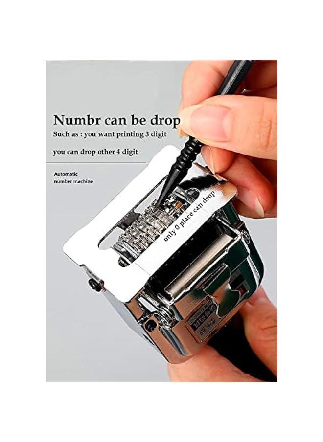 Generic - Self Inking Number Stamp 7 Digits Automatic Numbering Machine Metal Number Stamps Kit Home Office School Desktop Stationery for Numbering Consecutive, Duplicate with Digit Pen and Ink Pad - Image 1