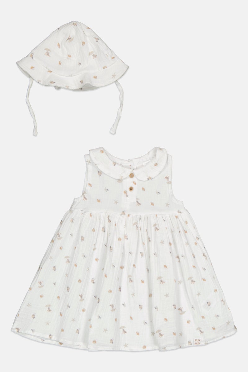 Rock-A-Bye Baby Boutique Toddlers Girl 2 Pcs Allover Print Dress With Hat, Mutlicolor - Image 2