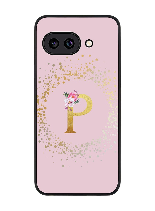Stylizedd For Google Pixel 9a Case,Slim fit Camera Protection, Shockproof Thin Phone cover  - Custom Monogram Floral - P  (Pink )