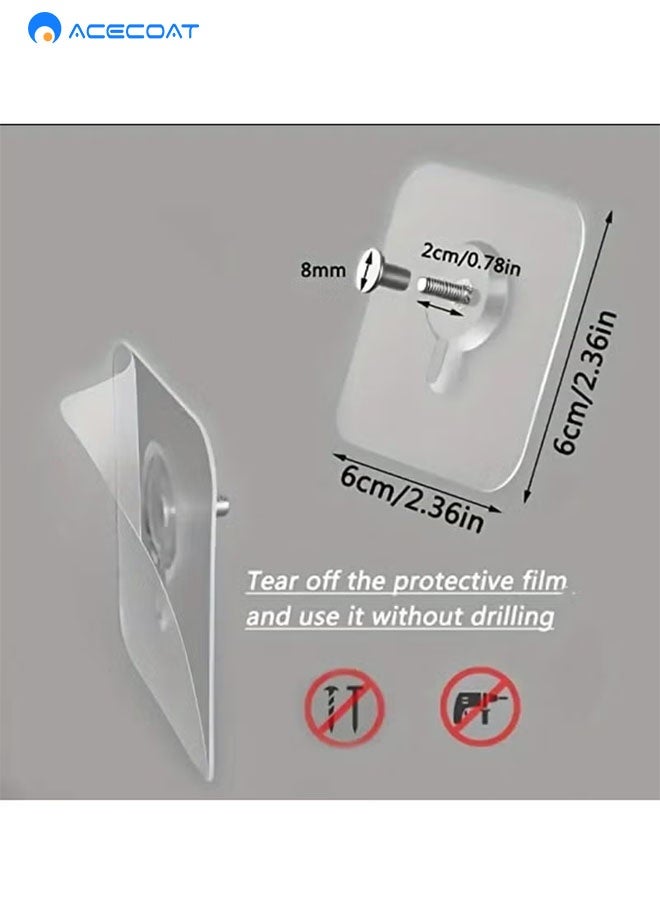 ACECOAT 10 Pack Self Adhesive Plastic Wall Hooks - Heavy Duty 5.9 lbs Max - Picture Hangers for Home and Office Decor, Easy Hooks for Wall Decoration - Image 2