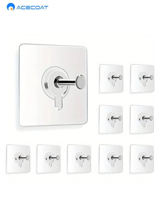 ACECOAT 10 Pack Self Adhesive Plastic Wall Hooks - Heavy Duty 5.9 lbs Max - Picture Hangers for Home and Office Decor, Easy Hooks for Wall Decoration - Image 1