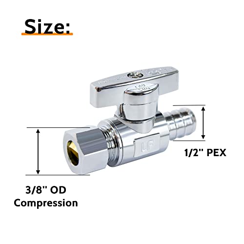 VINTEX Straight Stop Valve 10 Pack, 1/2" Pex x 3/8" OD Compression Shut Off Valve with 10 Pieces Stainless Steel Clamps Rings, Pex, CVPC - Image 2