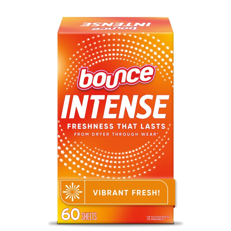 Bounce Intense Dryer Sheets, Vibrant Fresh, 60 Count, Scent Boosting Dryer Sheet - Image 1