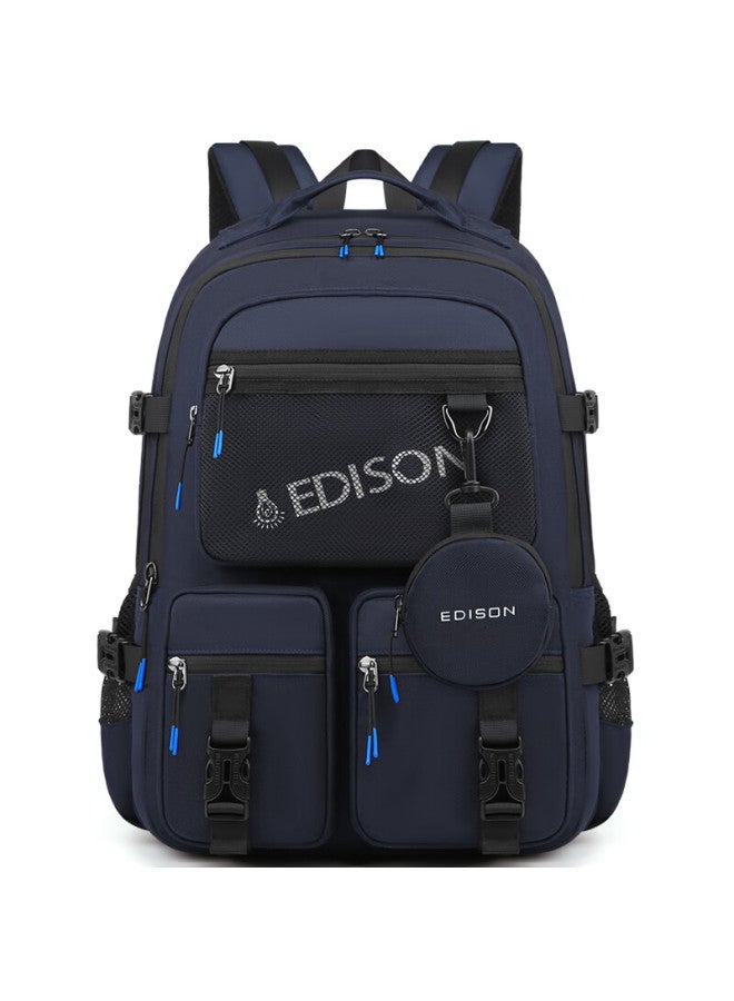 Edison High School Student Backpack, Large Capacity, Water-resistant, Suitable For Middle School And College Students, Travel Backpack, K2272-2 Sapphire Blue - Image 2