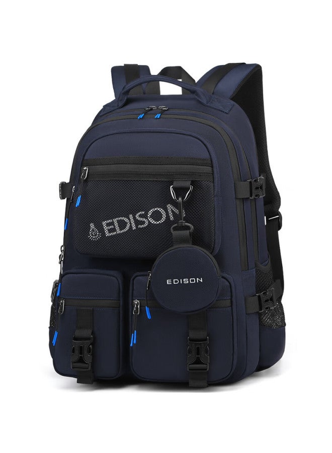 Edison High School Student Backpack, Large Capacity, Water-resistant, Suitable For Middle School And College Students, Travel Backpack, K2272-2 Sapphire Blue - Image 1