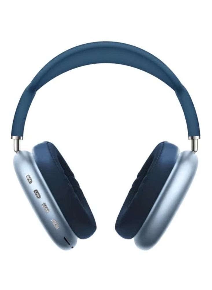 Dream Zone P9 Bluetooth Wireless Headset Over-Ear Headphone With Mic Blue/Silver - Image 1