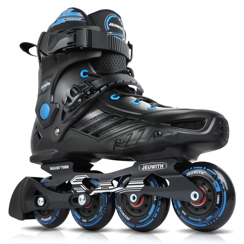 JEUWITH Inline Skates for Women Men, Outdoor Street Blades Roller Adult Male Female, Professional Fitness Roller Skates Blades for Unisex (Black&Blue) Men5.5-6/Women6.5-7/24.6cm - Image 1