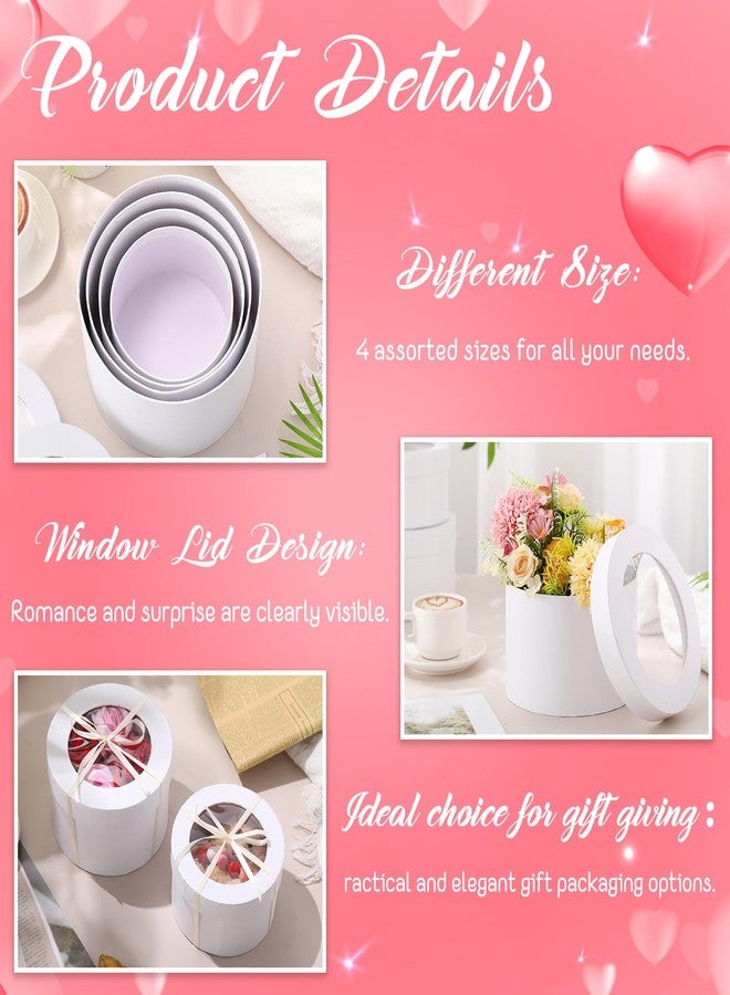 Weekgrat Set of 12 Round Flower Boxes with Clear Lids 4 Assorted Sizes Gift Boxes for Flower Arrangements Nesting Round Gift Box for Valentine Mother's Day Bridesmaids Wedding Birthday - Image 4