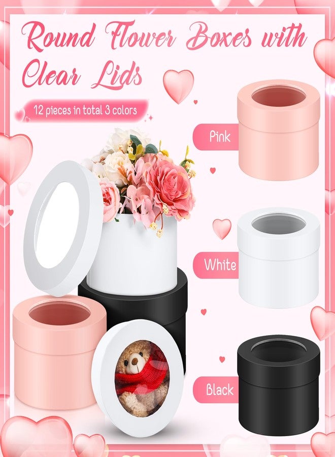 Weekgrat Set of 12 Round Flower Boxes with Clear Lids 4 Assorted Sizes Gift Boxes for Flower Arrangements Nesting Round Gift Box for Valentine Mother's Day Bridesmaids Wedding Birthday - Image 2