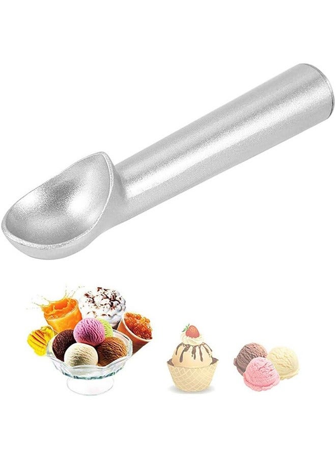 بيوينتي مغرفة آيس كريم، مغرفة آيس كريم مانعة للالتصاق من قطعة واحدة، ملعقة آيس كريم فضية مضادة للتجمد من الألومنيوم مقاس 7 بوصة للجيلاتو والسوربيه وعجين الكوكيز واللوز، تصميم متين شديد التحمل وسهل التنظيف - Image 1